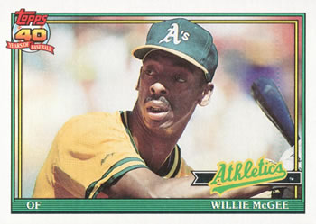 1991 Topps #380 Willie McGee Front