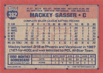 1991 Topps #382a Mackey Sasser Back