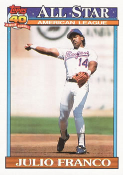 1991 Topps #387 Julio Franco Front