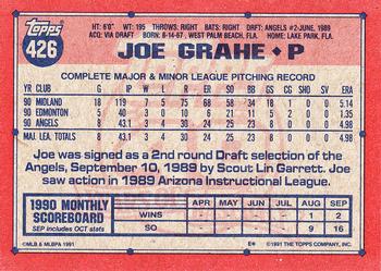 1991 Topps #426 Joe Grahe Back