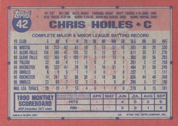 1991 Topps #42 Chris Hoiles Back
