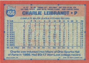 1991 Topps #456 Charlie Leibrandt Back
