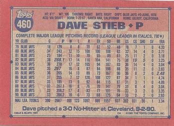 1991 Topps #460 Dave Stieb Back
