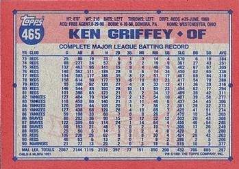 1991 Topps #465 Ken Griffey Back