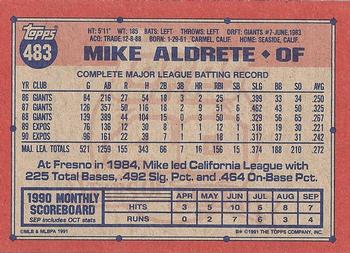 1991 Topps #483 Mike Aldrete Back