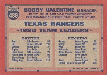1991 Topps #489 Bobby Valentine Back