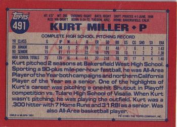 1991 Topps #491 Kurt Miller Back