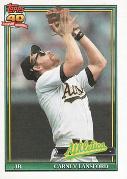1991 Topps #502 Carney Lansford Front