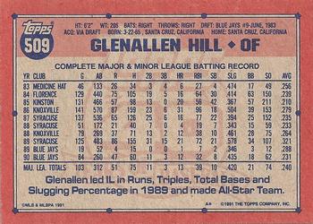 1991 Topps #509 Glenallen Hill Back
