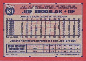 1991 Topps #521 Joe Orsulak Back