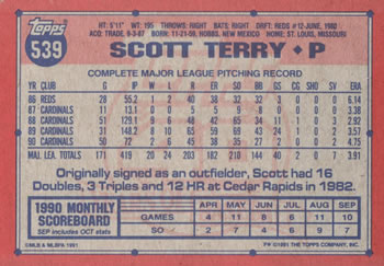 1991 Topps #539 Scott Terry Back