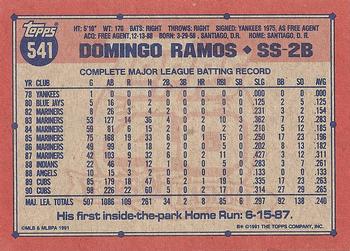 1991 Topps #541 Domingo Ramos Back