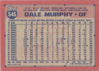 1991 Topps #545 Dale Murphy Back