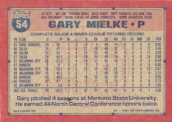 1991 Topps #54 Gary Mielke Back