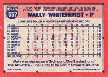 1991 Topps #557 Wally Whitehurst Back