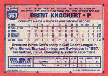 1991 Topps #563 Brent Knackert Back