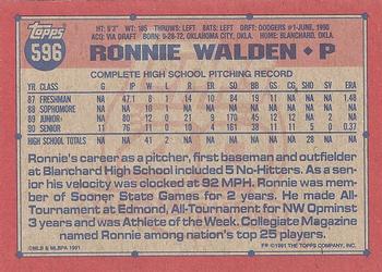 1991 Topps #596 Ronnie Walden Back