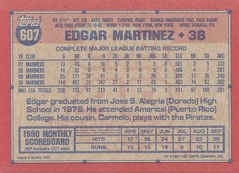 1991 Topps #607 Edgar Martinez Back