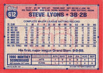1991 Topps #612 Steve Lyons Back