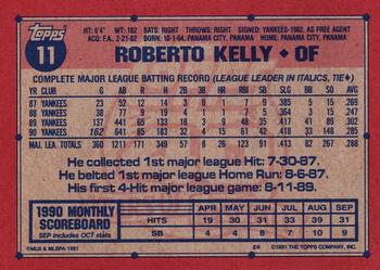 1991 Topps #11 Roberto Kelly Back