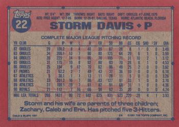 1991 Topps #22 Storm Davis | Trading Card Database