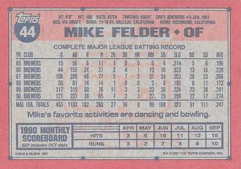 1991 Topps #44 Mike Felder Back