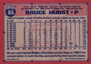 1991 Topps #65 Bruce Hurst Back