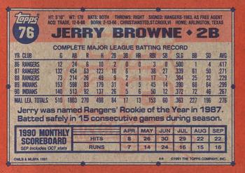 1991 Topps #76 Jerry Browne Back
