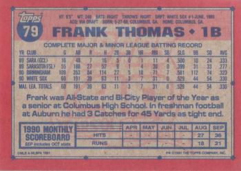1991 Topps #79 Frank Thomas Back