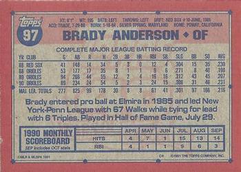 1991 Topps #97 Brady Anderson Back