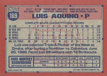 1991 Topps #169 Luis Aquino Back