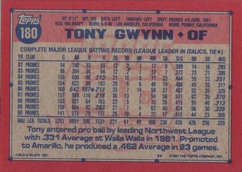 1991 Topps #180 Tony Gwynn Back