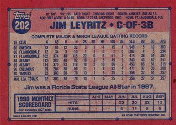 1991 Topps #202 Jim Leyritz Back