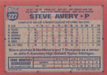 1991 Topps #227 Steve Avery Back