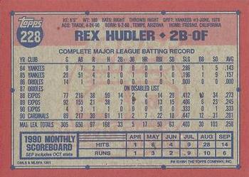 1991 Topps #228 Rex Hudler Back