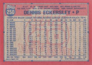 1991 Topps #250 Dennis Eckersley Back