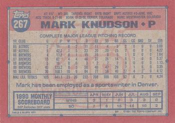 1991 Topps #267 Mark Knudson Back