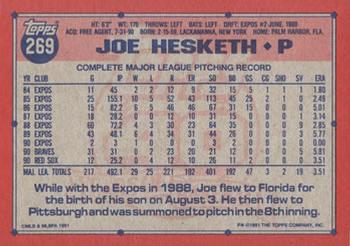 1991 Topps #269 Joe Hesketh Back