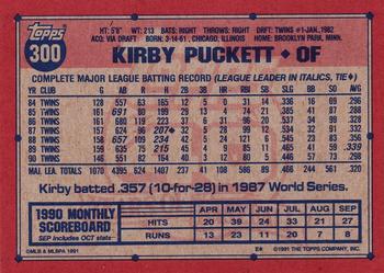 1991 Topps #300 Kirby Puckett Back