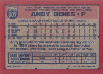 1991 Topps #307 Andy Benes Back