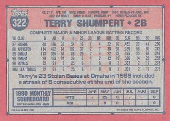 1991 Topps #322 Terry Shumpert Back
