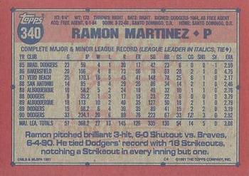 1991 Topps #340 Ramon Martinez Back