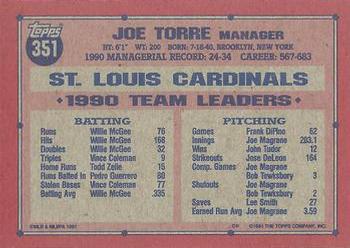 1991 Topps #351 Joe Torre Back