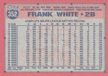 1991 Topps #352 Frank White Back