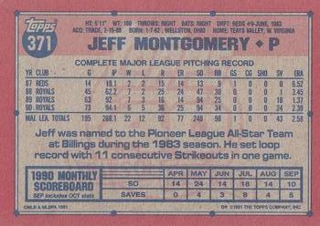 1991 Topps #371 Jeff Montgomery Back
