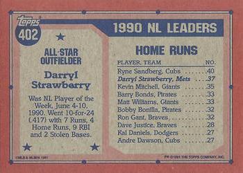 1991 Topps #402 Darryl Strawberry Back