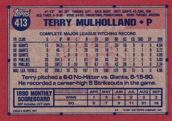 1991 Topps #413 Terry Mulholland Back