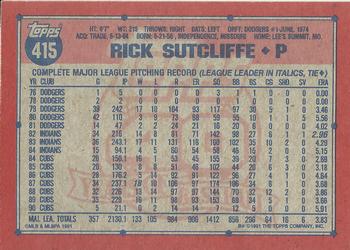 1991 Topps #415 Rick Sutcliffe Back