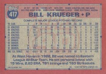 1991 Topps #417 Bill Krueger Back