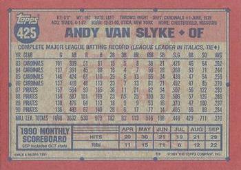1991 Topps #425 Andy Van Slyke Back